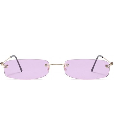 Oval Narrow Sunglasses Tiny Rectangle Rimless Sun Glasses Unisex 2018 Hot Sale - Clear Purple - C418E880H4E $25.75