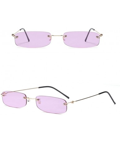 Oval Narrow Sunglasses Tiny Rectangle Rimless Sun Glasses Unisex 2018 Hot Sale - Clear Purple - C418E880H4E $25.75