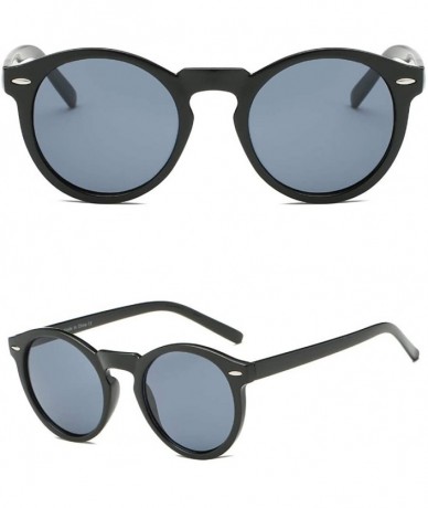 Round Women Retro Vintage Circle Round Fashion Designer Sunglasses - Black - C518I6TEZHH $18.37