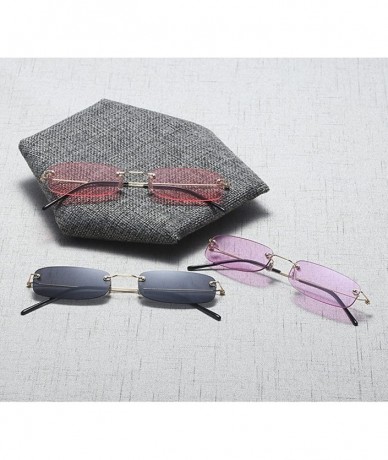 Oval Narrow Sunglasses Tiny Rectangle Rimless Sun Glasses Unisex 2018 Hot Sale - Clear Purple - C418E880H4E $25.75