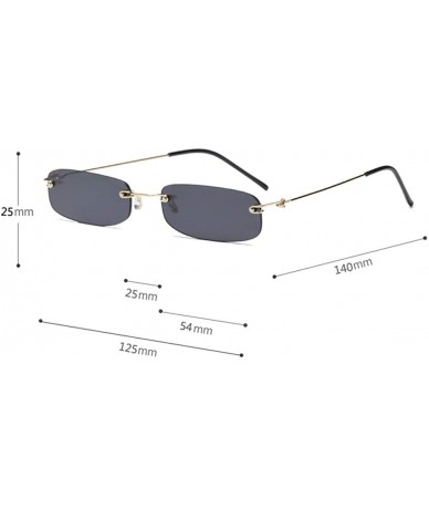 Oval Narrow Sunglasses Tiny Rectangle Rimless Sun Glasses Unisex 2018 Hot Sale - Clear Purple - C418E880H4E $25.75