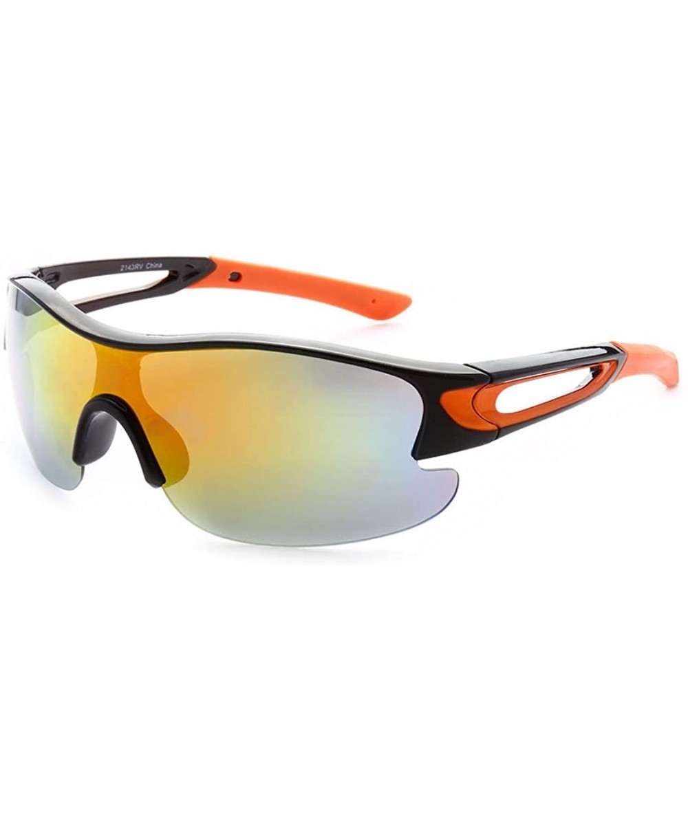 Sport Half Framed Outdoors Sports Sunglasses UV400 - Black Orange Yellow Orange - CA12KW9BCGV $19.17