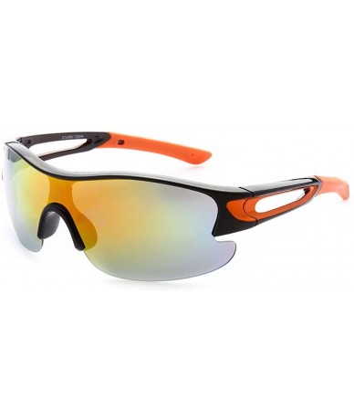 Sport Half Framed Outdoors Sports Sunglasses UV400 - Black Orange Yellow Orange - CA12KW9BCGV $19.17