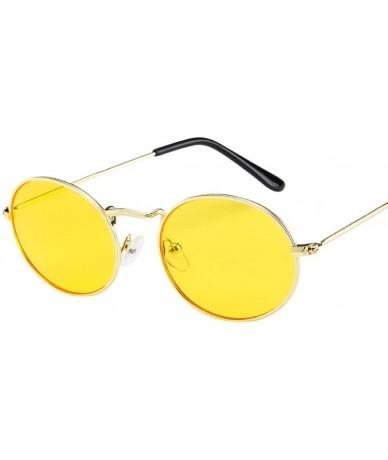 Oval Vintage Retro Oval Sunglasses Ellipse Metal Frame Glasses Trendy Fashion Shades (C) - C - C2195NKLN2D $16.39