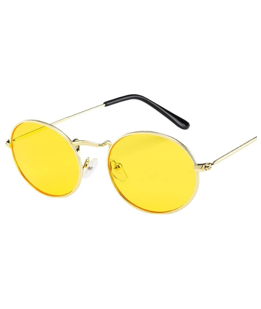 Oval Vintage Retro Oval Sunglasses Ellipse Metal Frame Glasses Trendy Fashion Shades (C) - C - C2195NKLN2D $16.39