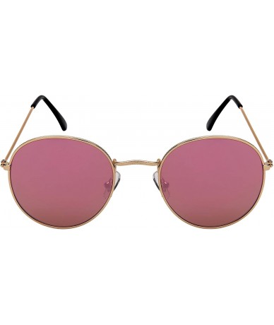 Round Bulk Wholesale Sunglass Round John Lennon Circle Sunglasses Schoolboy - 5146 12 Pink Mirrored Lens - CQ18WYTCGGT $46.22