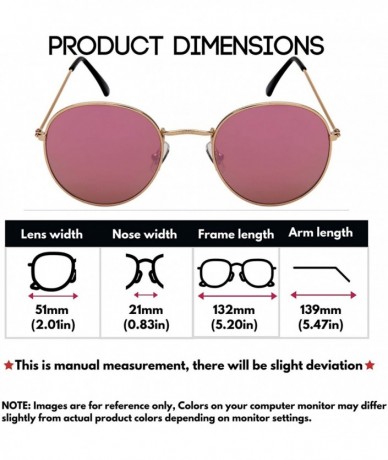 Round Bulk Wholesale Sunglass Round John Lennon Circle Sunglasses Schoolboy - 5146 12 Pink Mirrored Lens - CQ18WYTCGGT $46.22