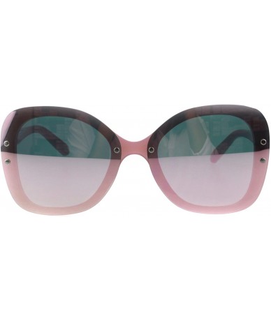 Rimless Womens Rimless Exposed Lens Oversize Butterfly Plastic Sunglasses - Pink Pink Mirror - CX18GQYNUOW $22.63