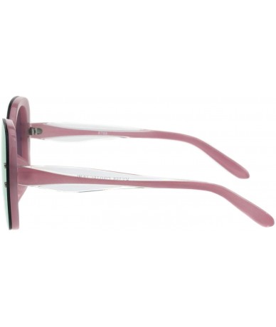 Rimless Womens Rimless Exposed Lens Oversize Butterfly Plastic Sunglasses - Pink Pink Mirror - CX18GQYNUOW $22.63