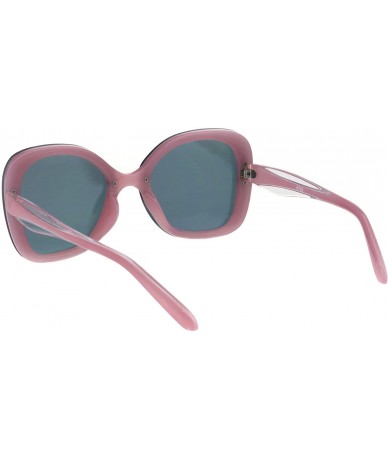 Rimless Womens Rimless Exposed Lens Oversize Butterfly Plastic Sunglasses - Pink Pink Mirror - CX18GQYNUOW $22.63