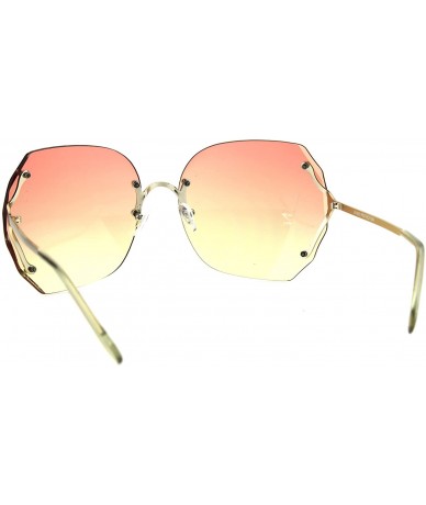 Rimless Womens Oversized Rimless Sunglasses Ombre Gradient Beveled Wave Cut Lens - Gold (Orange Yellow) - CV1874H0WOG $21.42