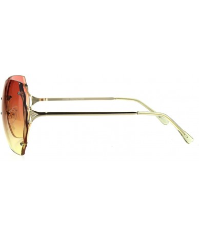 Rimless Womens Oversized Rimless Sunglasses Ombre Gradient Beveled Wave Cut Lens - Gold (Orange Yellow) - CV1874H0WOG $21.42