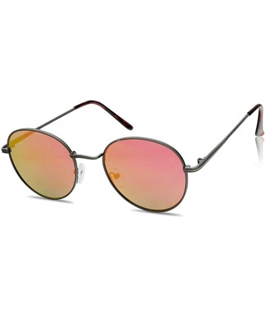 Cat Eye Colorful Classic Vintage Round Flat Lens Lennon Style Sunglasses - Gun Metal Frame - Ruby Red - CC18068L8WL $21.18