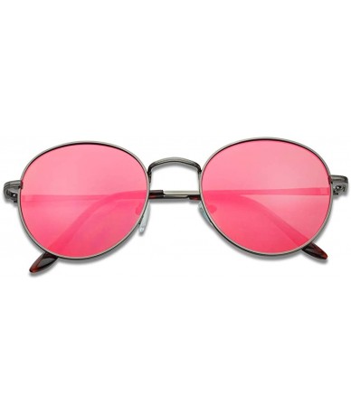 Cat Eye Colorful Classic Vintage Round Flat Lens Lennon Style Sunglasses - Gun Metal Frame - Ruby Red - CC18068L8WL $21.18