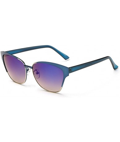 Rectangular Vintage Fashion Aviator Sunglasses For Womens Cateye stylish Lens 58mm - Blue/Blue - C712FJ31819 $32.53