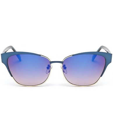 Rectangular Vintage Fashion Aviator Sunglasses For Womens Cateye stylish Lens 58mm - Blue/Blue - C712FJ31819 $32.53