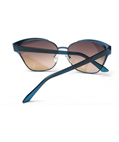 Rectangular Vintage Fashion Aviator Sunglasses For Womens Cateye stylish Lens 58mm - Blue/Blue - C712FJ31819 $32.53