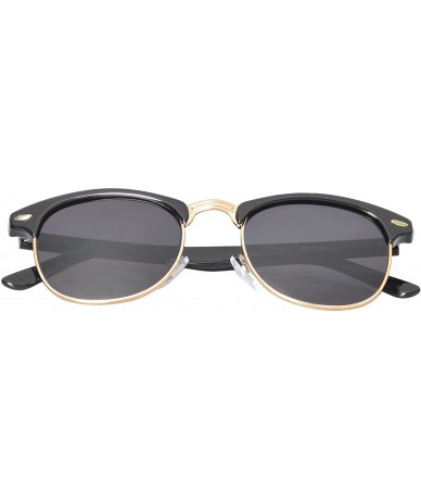 Square Vintage Fashion Half Frame Retro Square UV400 Lens - Black-gold - C811NUXT2AJ $19.01