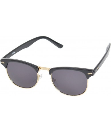 Square Vintage Fashion Half Frame Retro Square UV400 Lens - Black-gold - C811NUXT2AJ $19.01