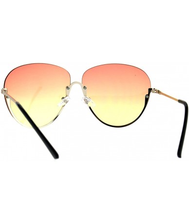 Semi-rimless Womens Oceanic Color Lens Upside Down Half Rim Ironic Granny Oversize Sunglasses - Pink Yellow - CC183323H6I $23.84