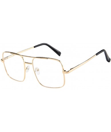 Square Military Style Classic Oversized Sunglasses Square Metal Frame 100% UV protection - Gold - CD18U8506WK $18.72