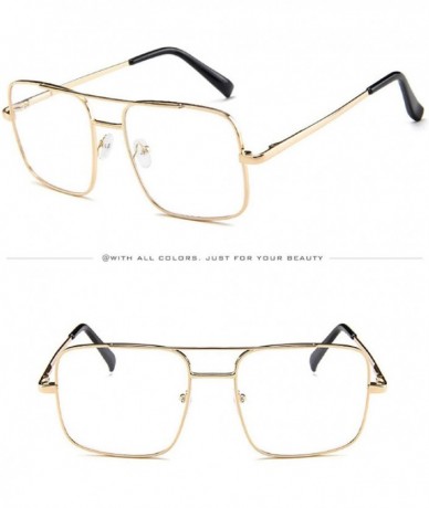 Square Military Style Classic Oversized Sunglasses Square Metal Frame 100% UV protection - Gold - CD18U8506WK $18.72