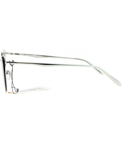 Rectangular Womens Flat Top Metal Half Horn Rim Rimless Sunglasses - Silver Blue - C912N5OXU6O $23.18