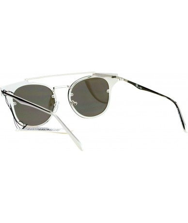 Rectangular Womens Flat Top Metal Half Horn Rim Rimless Sunglasses - Silver Blue - C912N5OXU6O $23.18