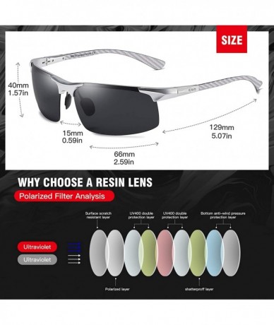 Sport Men's Sports Polarized Driving Carbon Fiber Sunglasses for Men UV400 Protection DC8277 - Silver Frame Grey Lens - CC192...