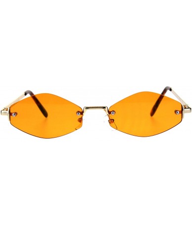 Rectangular Mens Diamond Hippie Pimp Color Lens Rimless Metal Sunglasses - Gold Orange - C218CGNCMQD $22.84