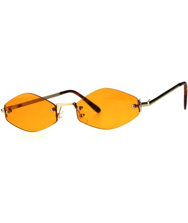 Rectangular Mens Diamond Hippie Pimp Color Lens Rimless Metal Sunglasses - Gold Orange - C218CGNCMQD $22.84