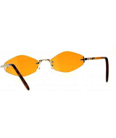 Rectangular Mens Diamond Hippie Pimp Color Lens Rimless Metal Sunglasses - Gold Orange - C218CGNCMQD $22.84