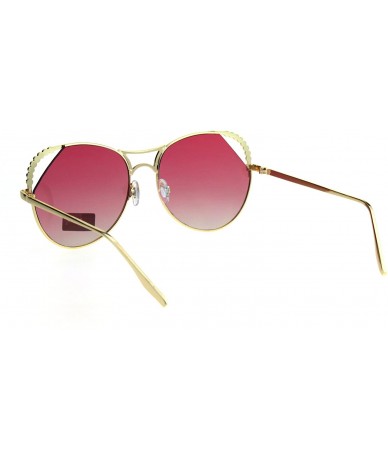 Butterfly Womens Rhinestone Iced Jewel Horn Metal Rim Butterfly Sunglasses - Gold Pink - CJ18GS2QX85 $23.48