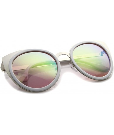 Round Womens Two-Toned Color Mirror Lens Cat Eye Sunglasses 54mm - White-silver / Pink - C712H0L0689 $19.61