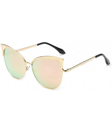 Cat Eye Womens Cat Eye Fashionable Oversized Frame Sunglasses Retro Round Lens - Pink - C9182TLKHKI $22.50