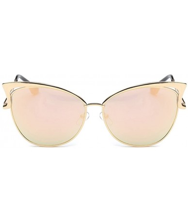 Cat Eye Womens Cat Eye Fashionable Oversized Frame Sunglasses Retro Round Lens - Pink - C9182TLKHKI $22.50