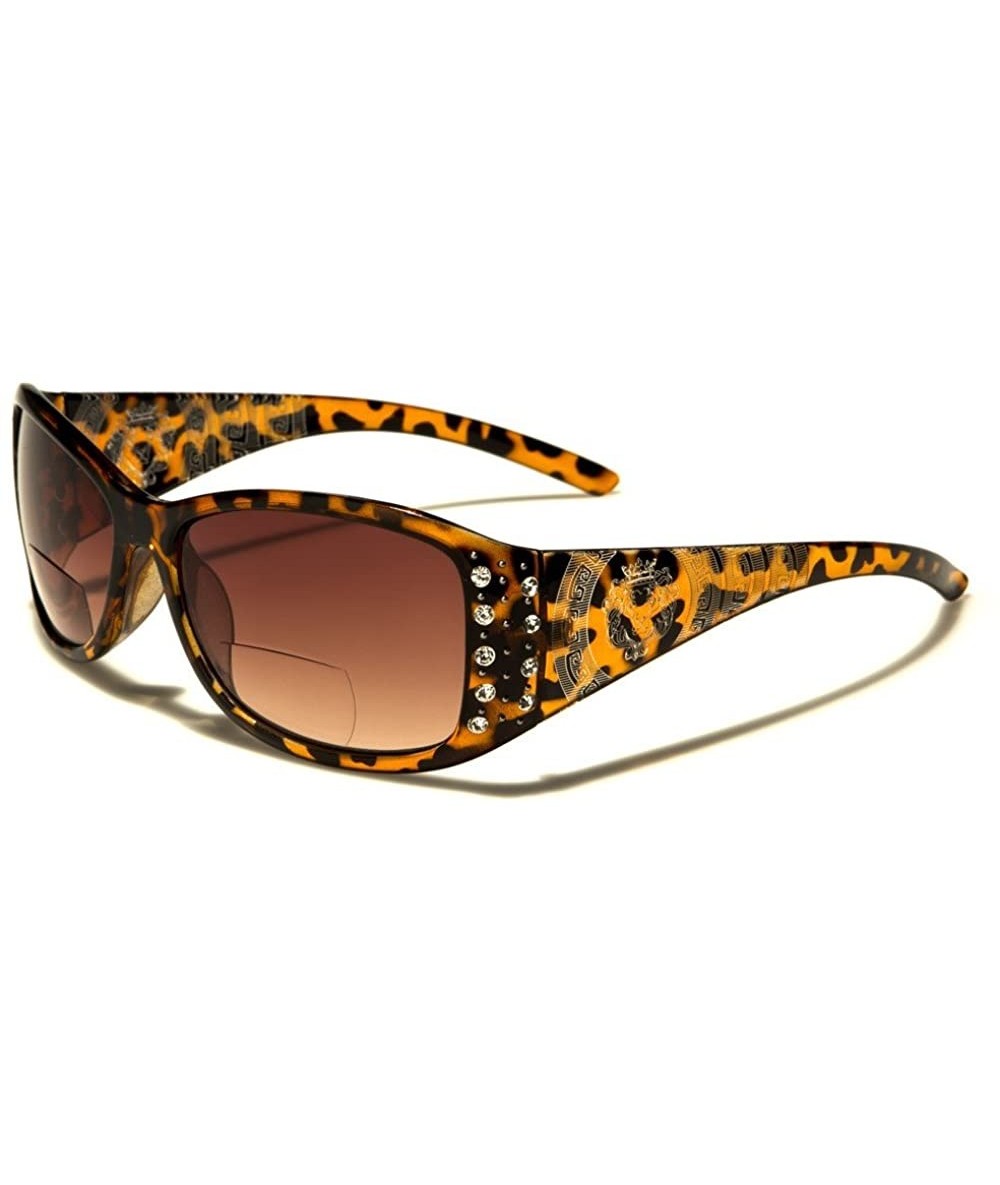 Rectangular Womens Designer Bifocal Sunglasses with Rhinestones - Hard Case Included - Tortoise - C911W2OPVNF $28.67