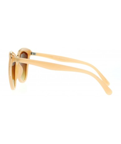 Round Runway Fashion Metal Bridge Trim Oversized Cat Eye Sunglasses - Peach Gold - CL11ARF02F7 $22.27