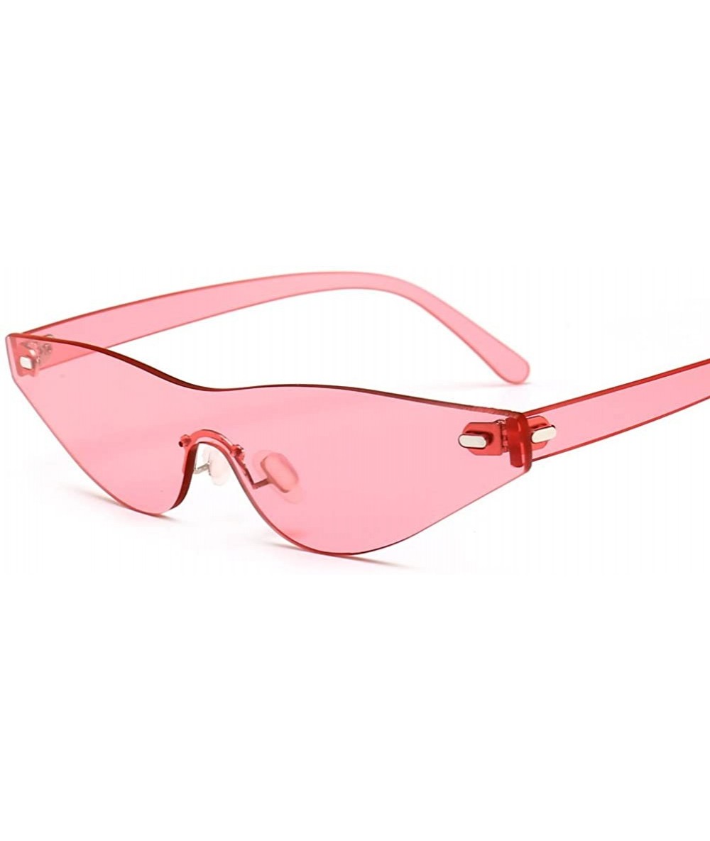 Cat Eye Triangle Cat Eye Sunglasses Women Rimless Sun Glasses Female Accessories - Pink - CK18EILTU3A $19.51