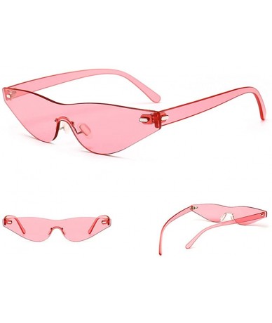 Cat Eye Triangle Cat Eye Sunglasses Women Rimless Sun Glasses Female Accessories - Pink - CK18EILTU3A $19.51