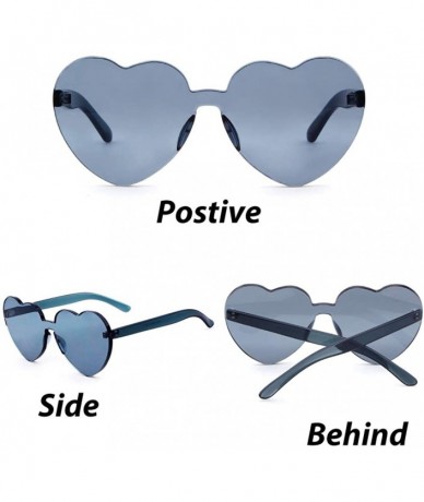 Oversized Heart Shaped Rimless Sunglasses Clout Goggles Candy Clear Lens Sun Glasses for Women Girls - Gray - C5192KOOGUU $18.47