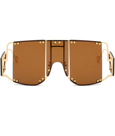 Square sunglasses 902 personality protection windproof - Gold/Tea - CZ199GY58WM $22.91