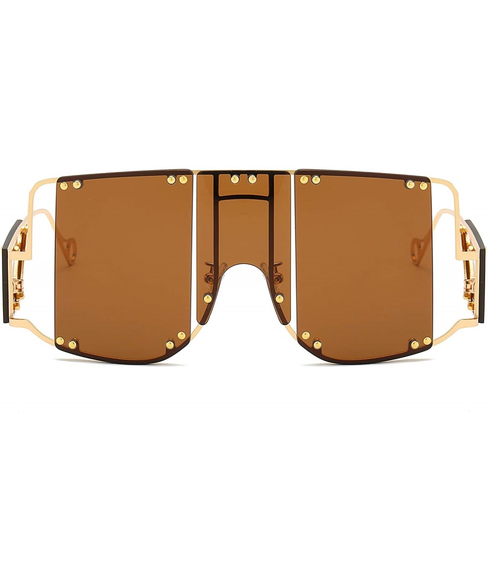 Square sunglasses 902 personality protection windproof - Gold/Tea - CZ199GY58WM $22.91