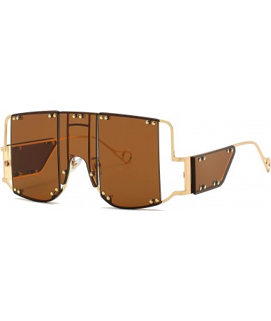 Square sunglasses 902 personality protection windproof - Gold/Tea - CZ199GY58WM $22.91