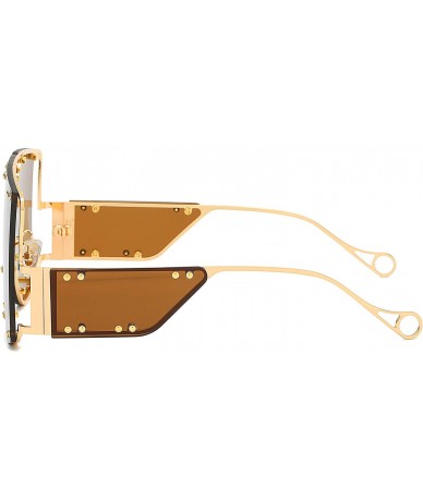 Square sunglasses 902 personality protection windproof - Gold/Tea - CZ199GY58WM $22.91