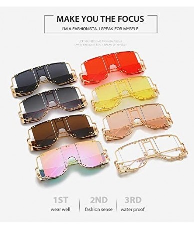 Square sunglasses 902 personality protection windproof - Gold/Tea - CZ199GY58WM $22.91