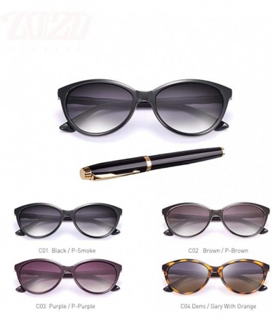 Cat Eye 20/20 Brand Design Vintage Polarized Cat Eye Sunglasses Women C01 Black - C03 Purple - CG18Y3N78IH $25.27