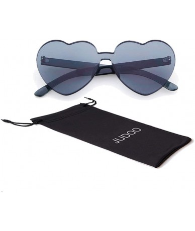 Oversized Heart Shaped Rimless Sunglasses Clout Goggles Candy Clear Lens Sun Glasses for Women Girls - Gray - C5192KOOGUU $18.47