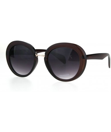 Oval Womens Mod Round Cat Eye Goth Designer Fashion Sunglasses - Brown Smoke - CU185OSRG5W $18.87