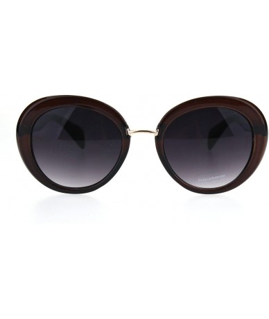 Oval Womens Mod Round Cat Eye Goth Designer Fashion Sunglasses - Brown Smoke - CU185OSRG5W $18.87